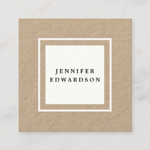 Modern minimalist rustic kraft white professional square business card