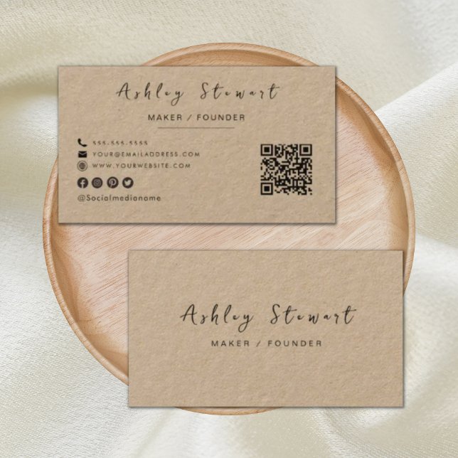 Modern Minimalist Rustic Professional Qr Code Business Card (Creator Uploaded)