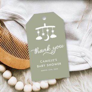Modern Minimalist Sage Green Baby Shower Gift Tags