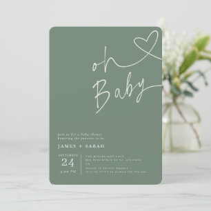 Modern Minimalist Sage Green Baby Shower Invitation