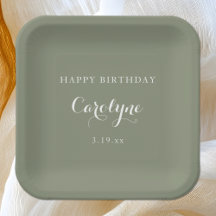 Modern Minimalist Sage Green Birthday