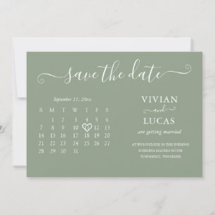 Modern Minimalist Sage Green Calendar Budget Invitation