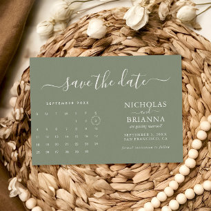 Modern Minimalist Sage Green Calendar Budget Save The Date