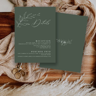 Modern Minimalist Sage Green Calligraphy Wedding Enclosure Card