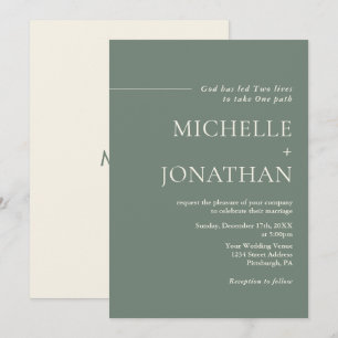 Modern Minimalist Sage Green Christian Wedding Invitation