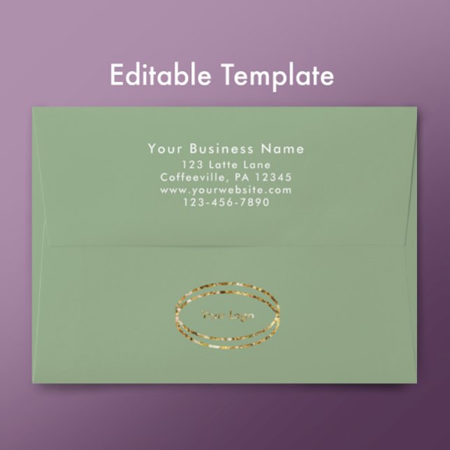 Modern Minimalist Sage Green Custom Business Logo Envelope (Personalize this modern sage green custom return address business logo envelope. 
)