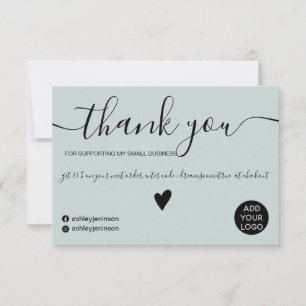 Modern minimalist sage green order thank you card