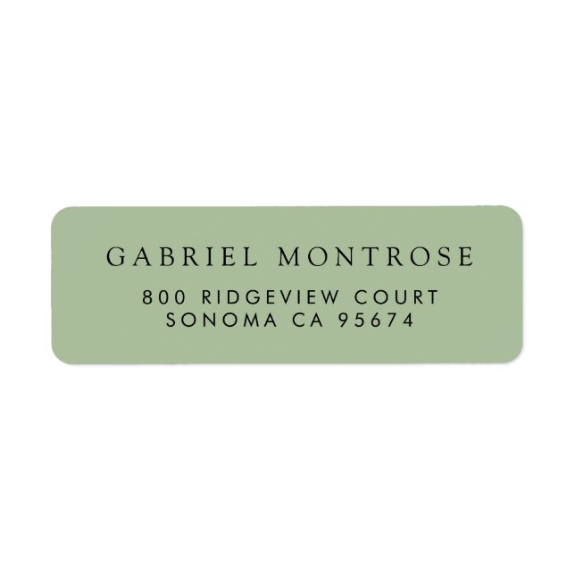 Modern Minimalist Sage Green Return Address Label (Front)