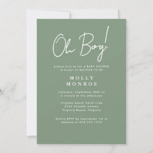 Modern Minimalist Sage Green Script Baby Shower Invitation