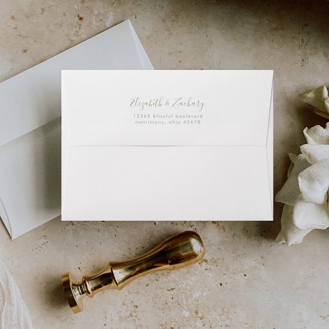 Modern Minimalist Sage Green Script Wedding Envelope (Creator Uploaded)