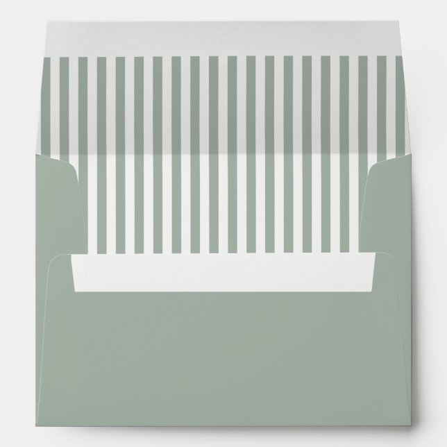 Modern Minimalist Sage Green Stripes Envelope (Back (Bottom))