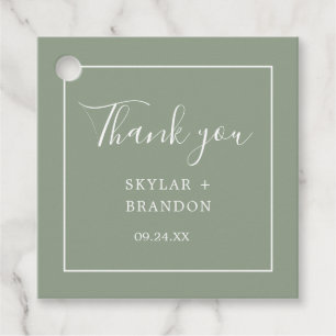 Modern Minimalist Sage Green Thank You Favour Tags
