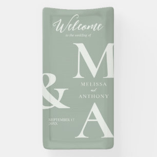 Modern Minimalist Sage Green Wedding Banner