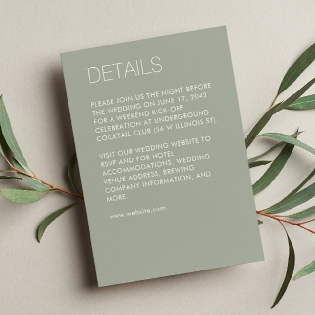 Modern Minimalist Sage Green Wedding Enclosure Card (Creator Uploaded)