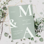 Modern Minimalist Sage Green Wedding Invitation<br><div class="desc">Modern Minimalist Sage Green Wedding Invitation. Features bold monogram typography and minimal graphic design. Personalise text with all the details of your special day.</div>
