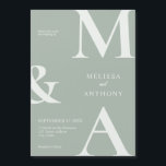 Modern Minimalist Sage Green Wedding Magnetic Invitation<br><div class="desc">Modern Minimalist Sage Green Wedding Magnetic Invitation. Features bold monogram typography and minimal graphic design. Personalise text with all the details of your special day.</div>