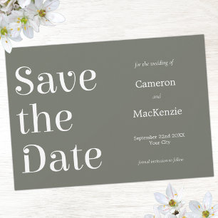 Modern Minimalist Sage Green Wedding Save the Date