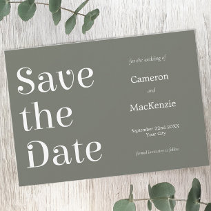 Modern Minimalist Sage Green Wedding Save the Date