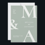 Modern Minimalist Sage Green Wedding Save the Date<br><div class="desc">Modern Minimalist Sage Green Wedding Save the Date Invitation. Features bold monogram typography and minimal graphic design. Personalise text with all of your details</div>