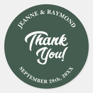 Modern Minimalist Sage Green Wedding Thank You Classic Round Sticker