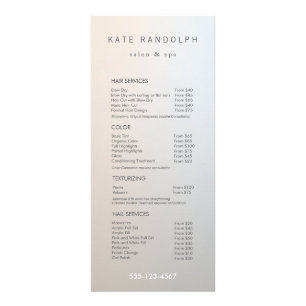 Modern Minimalist Salon Price List Service Menu