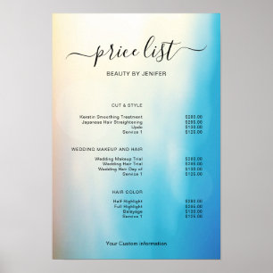 Modern Minimalist Salon Price List Sign for Beauty