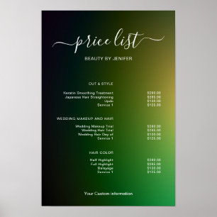 Modern Minimalist Salon Price List Sign for Beauty