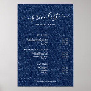 Modern Minimalist Salon Price List Sign for Beauty
