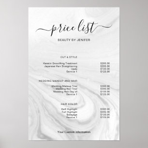 Modern Minimalist Salon Price List Sign for Beauty