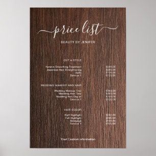Modern Minimalist Salon Price List Sign for Beauty