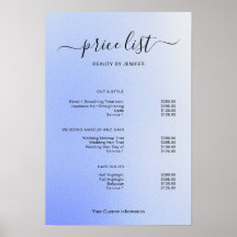 Modern Minimalist Salon Price List Sign for Beauty