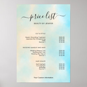 Modern Minimalist Salon Price List Sign for Beauty