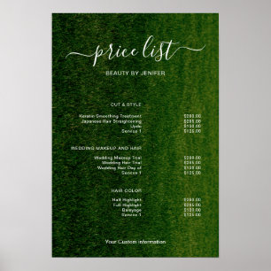 Modern Minimalist Salon Price List Sign for Beauty