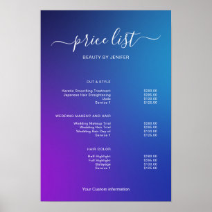 Modern Minimalist Salon Price List Sign for Beauty