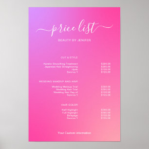 Modern Minimalist Salon Price List Sign for Beauty