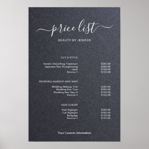 Modern Minimalist Salon Price List Sign for Beauty