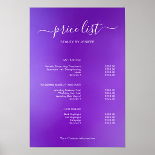 Modern Minimalist Salon Price List Sign for Beauty