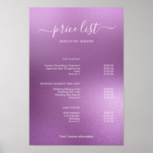 Modern Minimalist Salon Price List Sign for Beauty