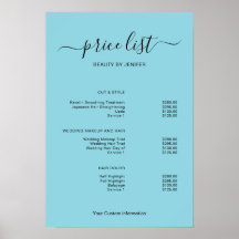 Modern Minimalist Salon Price List Sign for Beauty