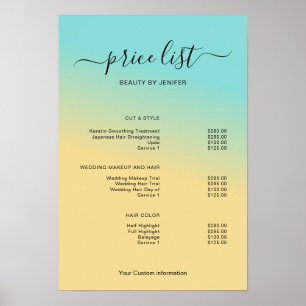 Modern Minimalist Salon Price List Sign for Beauty