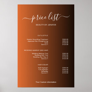 Modern Minimalist Salon Price List Sign for Beauty