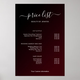 Modern Minimalist Salon Price List Sign for Beauty