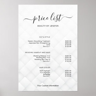 Modern Minimalist Salon Price List Sign for Beauty