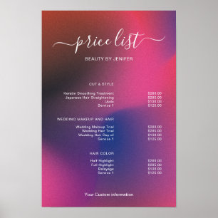 Modern Minimalist Salon Price List Sign for Beauty