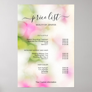 Modern Minimalist Salon Price List Sign for Beauty