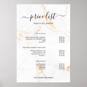 Modern Minimalist Salon Price List Sign for Beauty