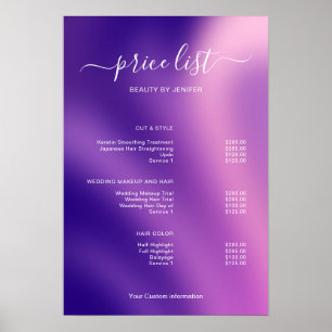 Modern Minimalist Salon Price List Sign for Beauty