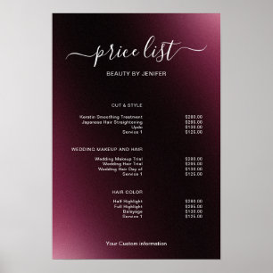 Modern Minimalist Salon Price List Sign for Beauty