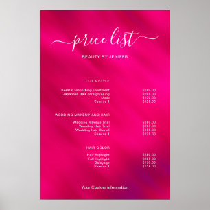 Modern Minimalist Salon Price List Sign for Beauty