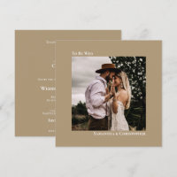 Modern Minimalist Sandy Tan Square Photo Wedding